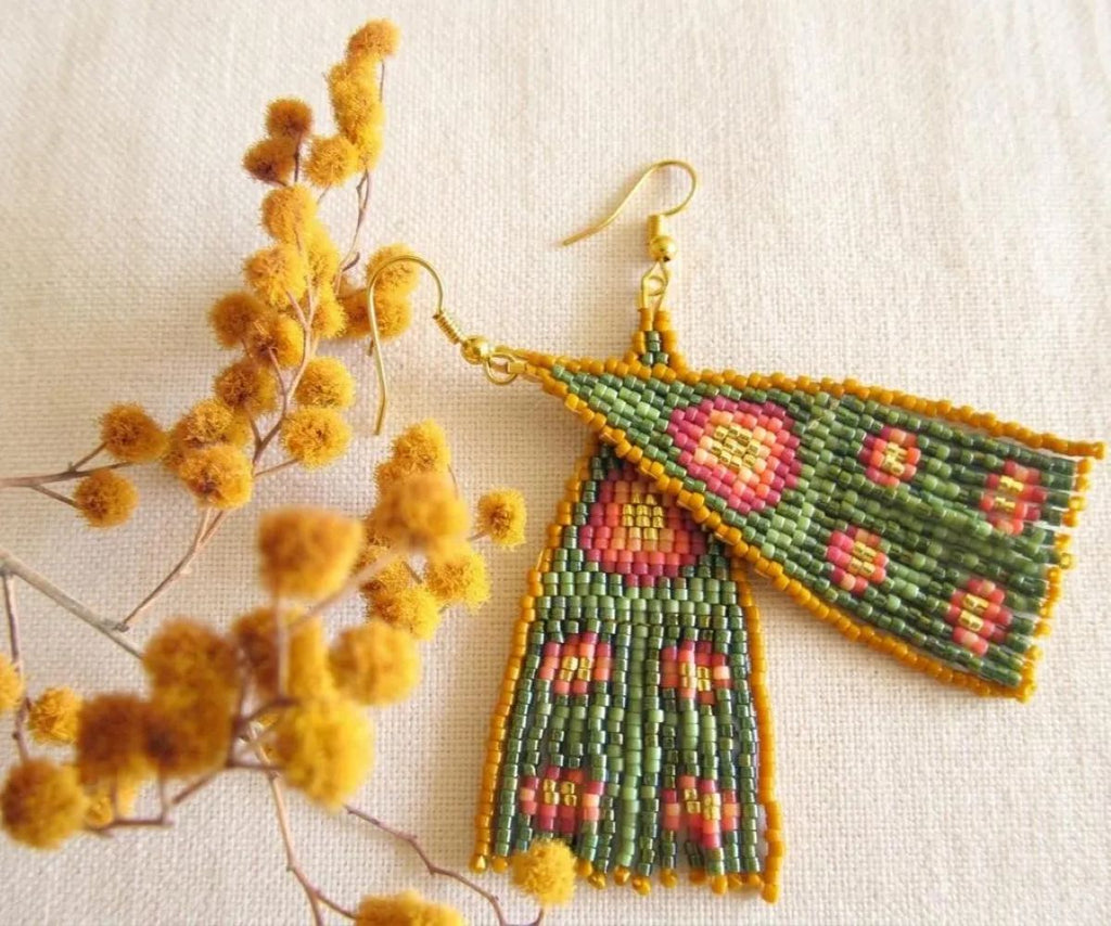 Pendientes artesanales de cuentas Miyuki – Jardín Bohemio